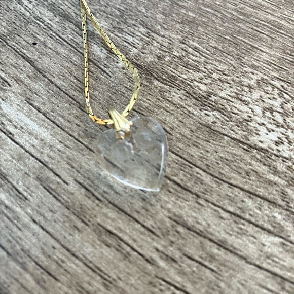 Source Unknown Jewelry - Vintage Gold Chain with Clear Heart Pendant